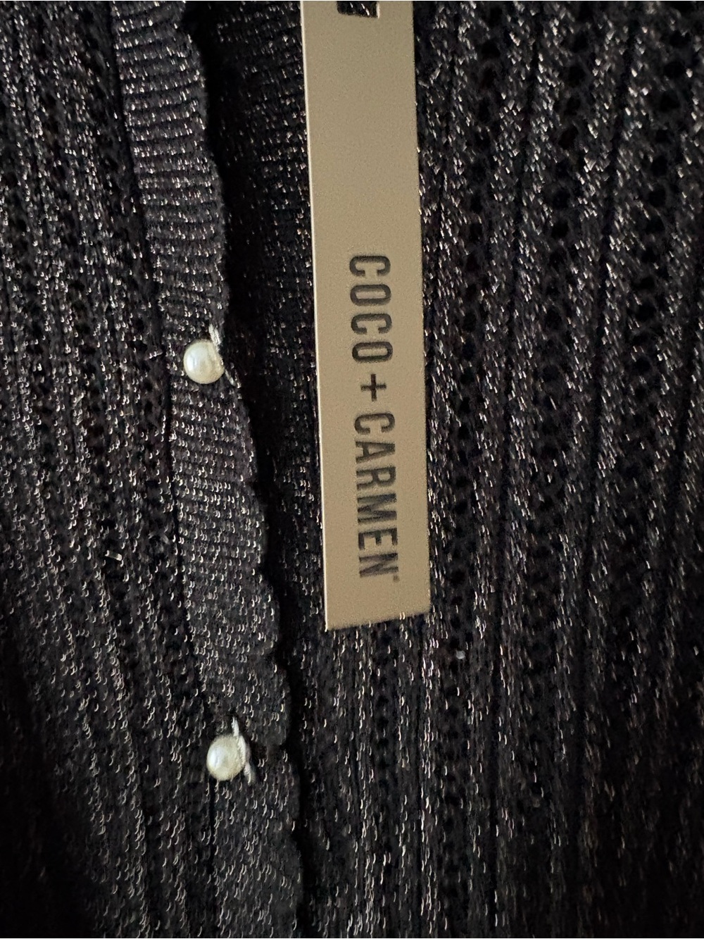 Coco & Carmen new black sparkle sweater with Pearl buttons. - Picture 2 of 4